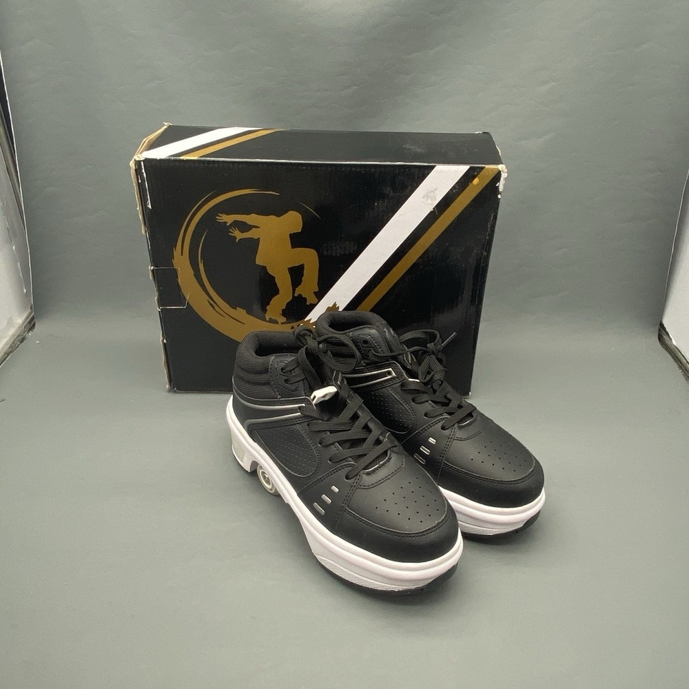Kick Speed Roller Skate Shoes Size EUR 38 Black Retractable 4-Wheel LED Light Up